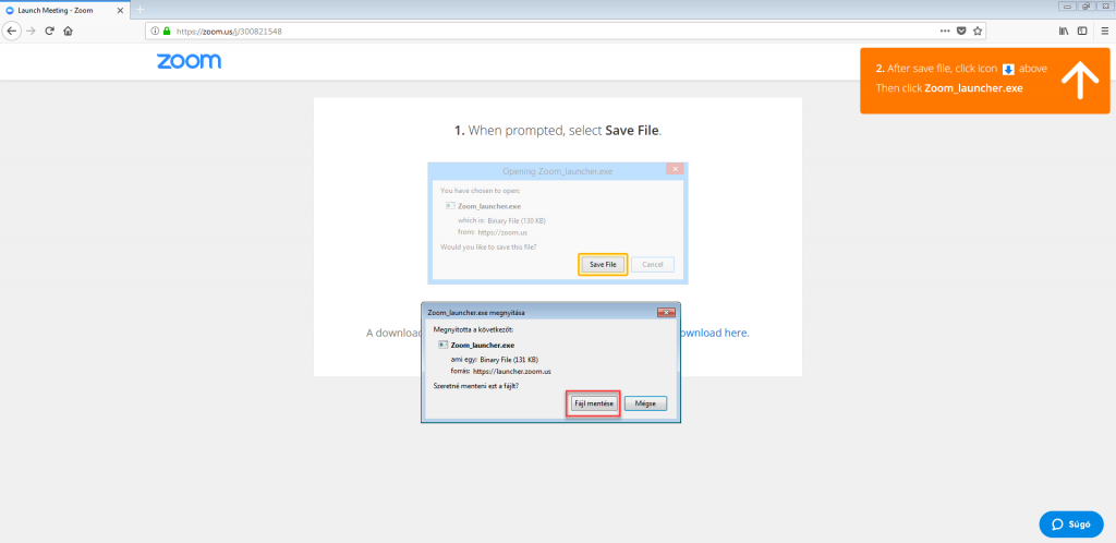 A Zoom letöltés elindul Firefox-ban